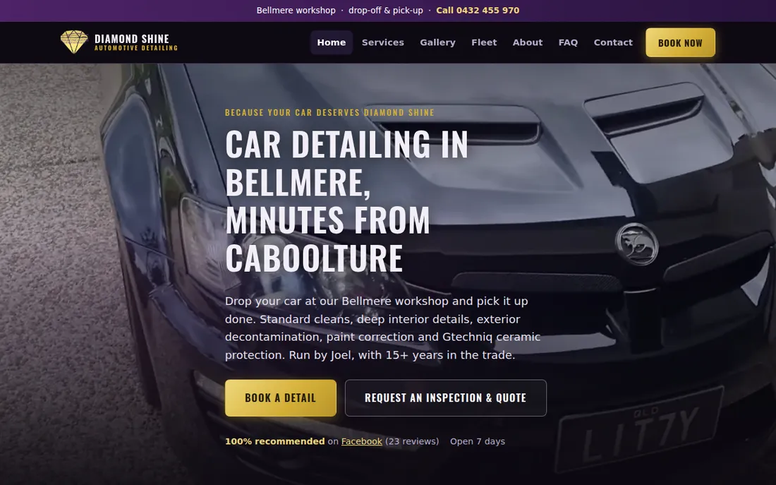 Diamond Shine Detailing website