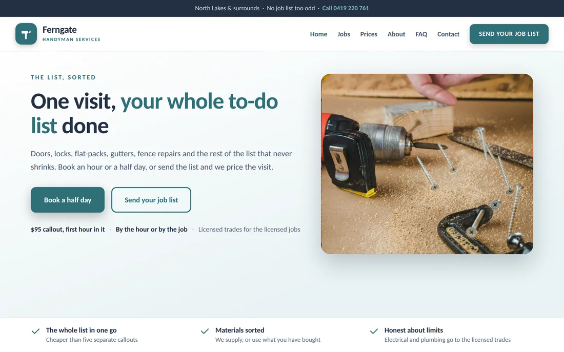 Sample handyman business website