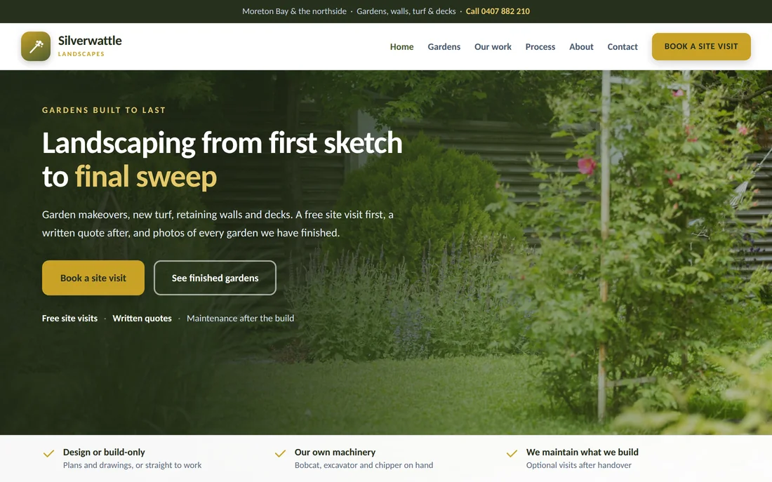 Sample landscaping business website