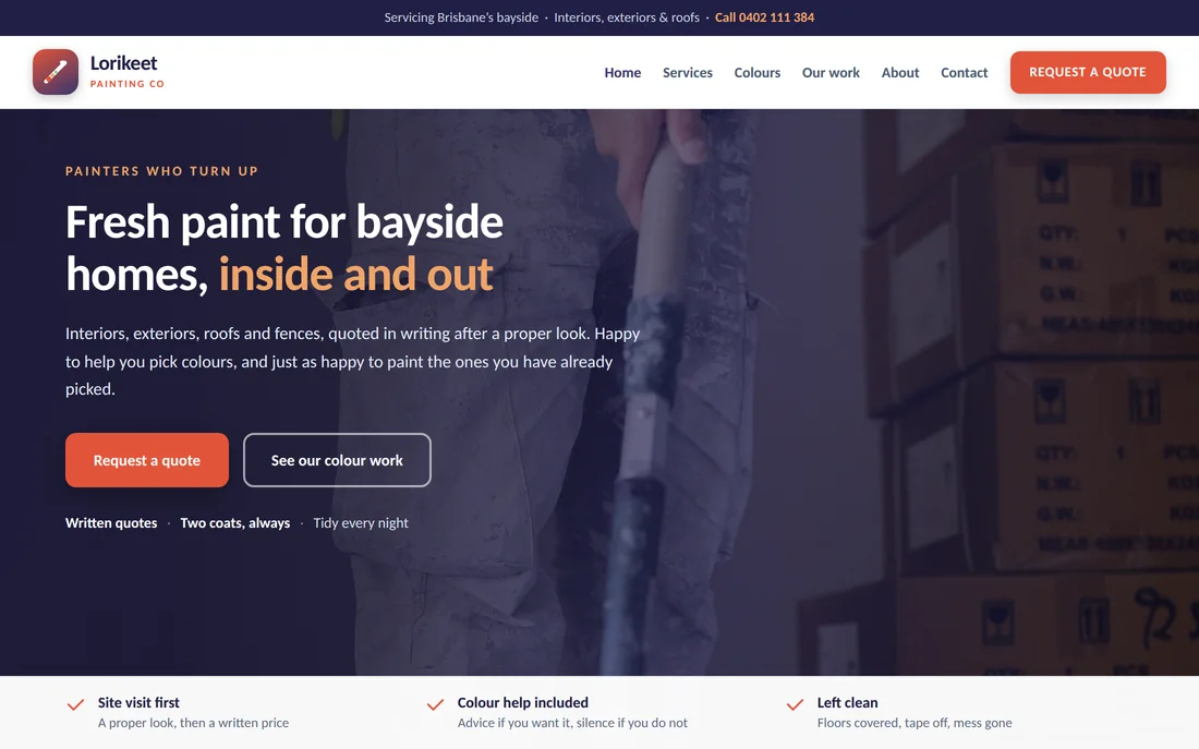 Sample painting business website