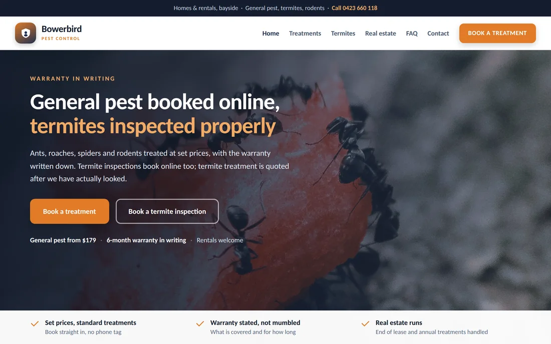Sample pest control business website