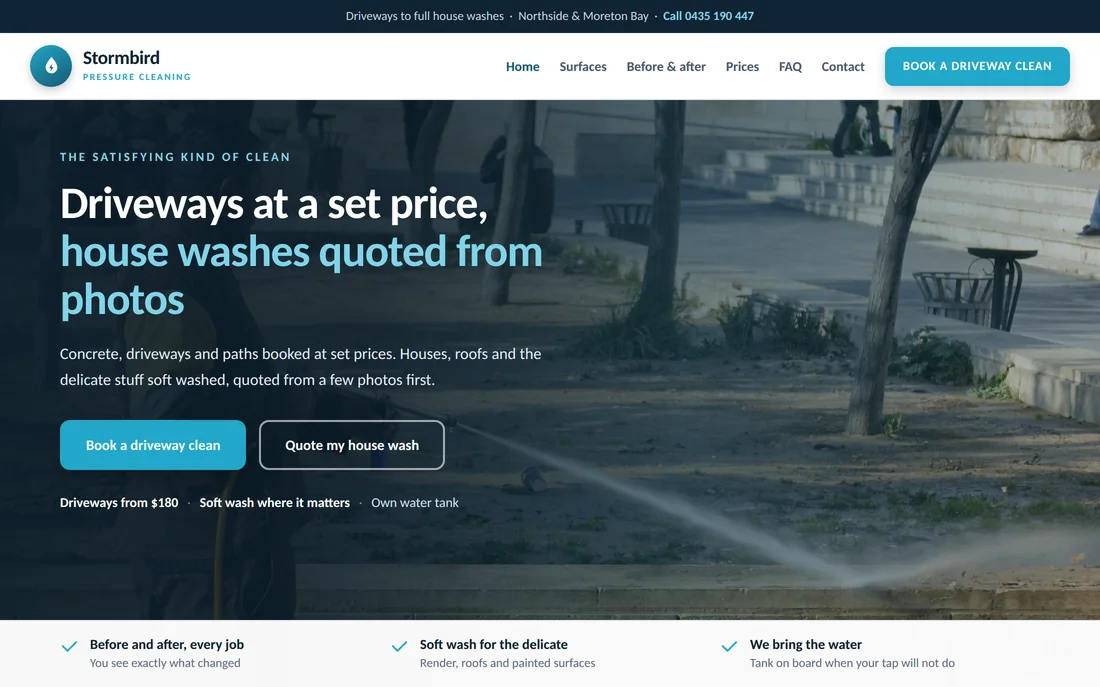 Sample pressure washing business website