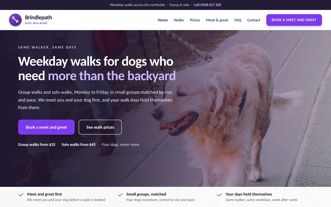 Sample dog walking business website